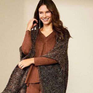 bryn Walker Brown Layered Tunic and Textured Shawl